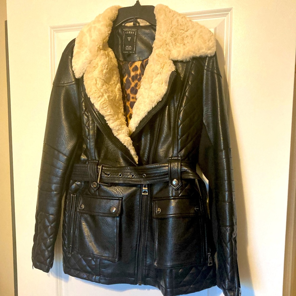 Guess Sherpa Belted Jacket, NWT